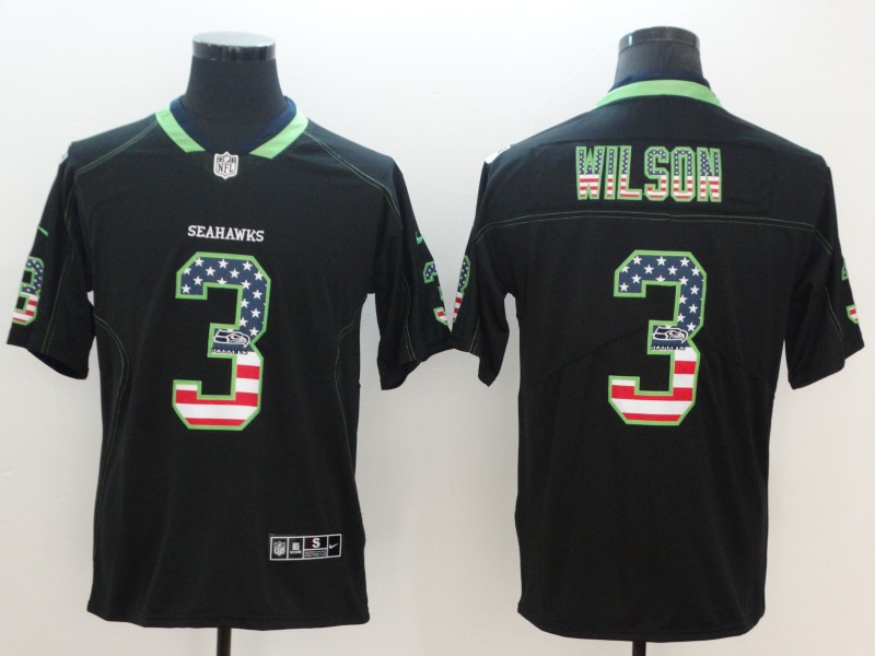 Men's Seattle Seahawks #3 Russell Wilson Black 2018 USA Flag Color Rush Limited Fashion NFL Stitched Jersey Men's Seattle Seahawks #3 Russell Wilson Black 2018 USA Flag Color Rush Limited Fashion NFL Stitched Jersey